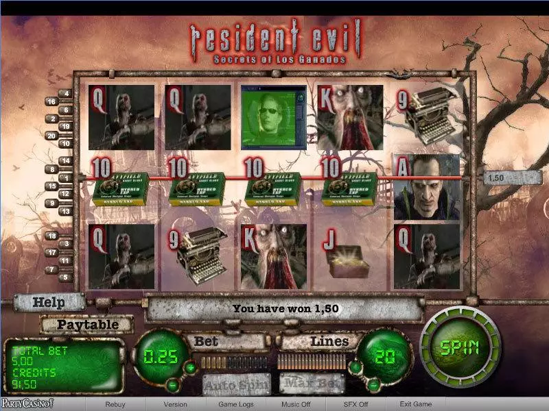 Resident Evil  Real Money Slot made by bwin.party - Main Screen Reels