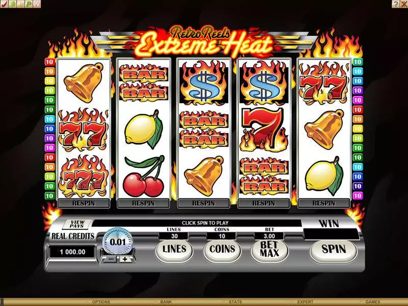 Retro Reels - Extreme Heat  Real Money Slot made by Microgaming - Main Screen Reels