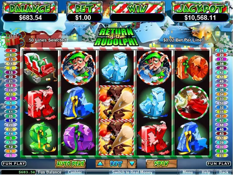 Return of the Rudolph  Real Money Slot made by RTG - Main Screen Reels