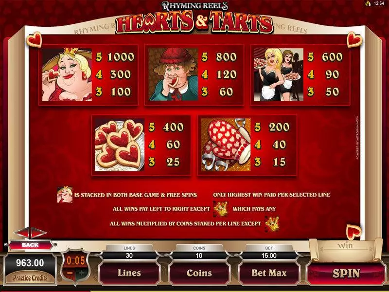 Rhyming Reels - Hearts and Tarts  Real Money Slot made by Microgaming - Info and Rules