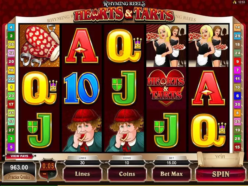 Rhyming Reels - Hearts and Tarts  Real Money Slot made by Microgaming - Main Screen Reels