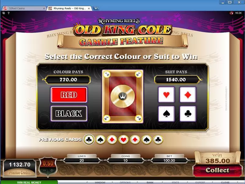 Rhyming Reels - Old King Cole  Real Money Slot made by Microgaming - Gamble Screen