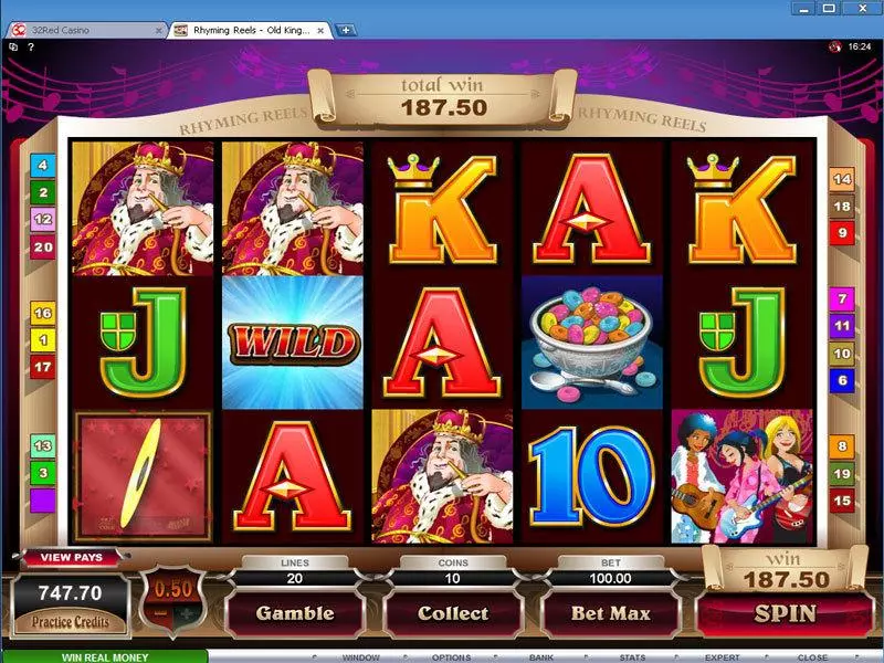 Rhyming Reels - Old King Cole  Real Money Slot made by Microgaming - Main Screen Reels
