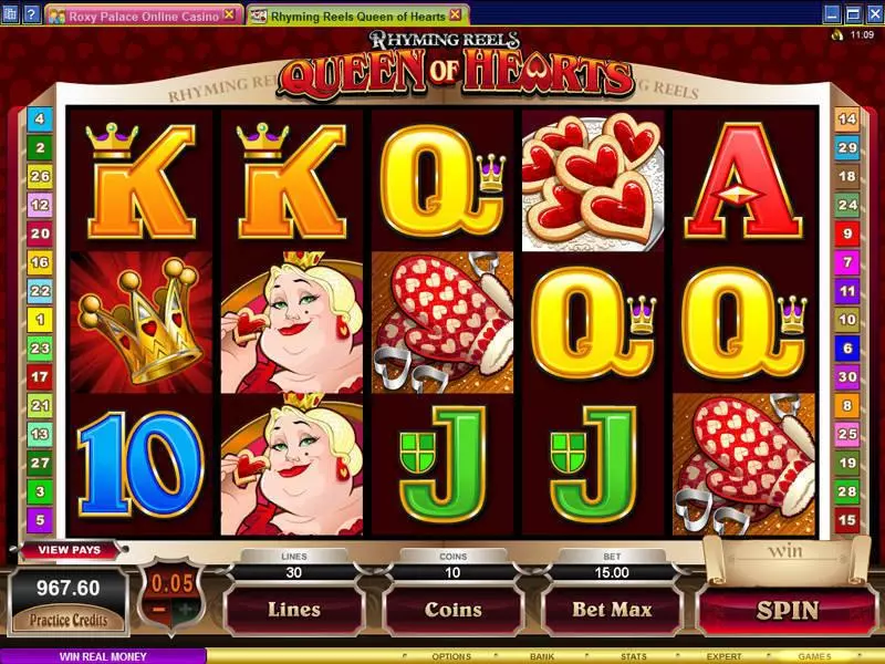 Rhyming Reels - Queen of Hearts  Real Money Slot made by Microgaming - Main Screen Reels