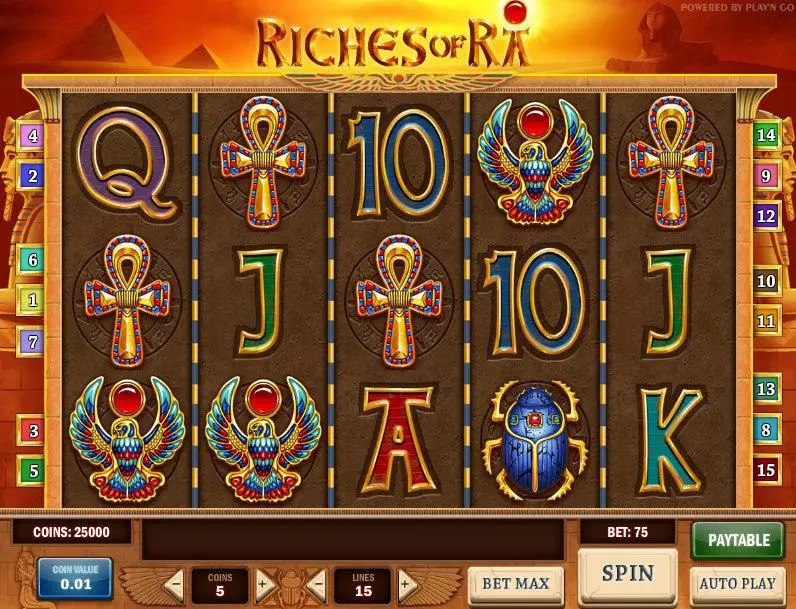Riches of Ra  Real Money Slot made by Play'n GO - Main Screen Reels