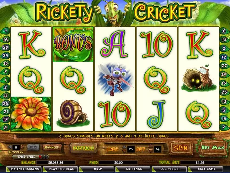 Rickety Cricket  Real Money Slot made by Amaya - Main Screen Reels
