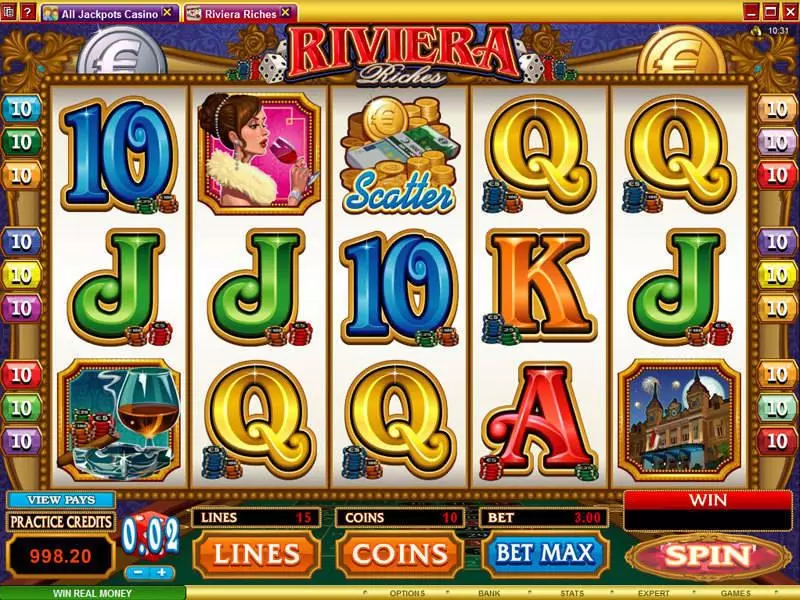 Riviera Riches  Real Money Slot made by Microgaming - Main Screen Reels