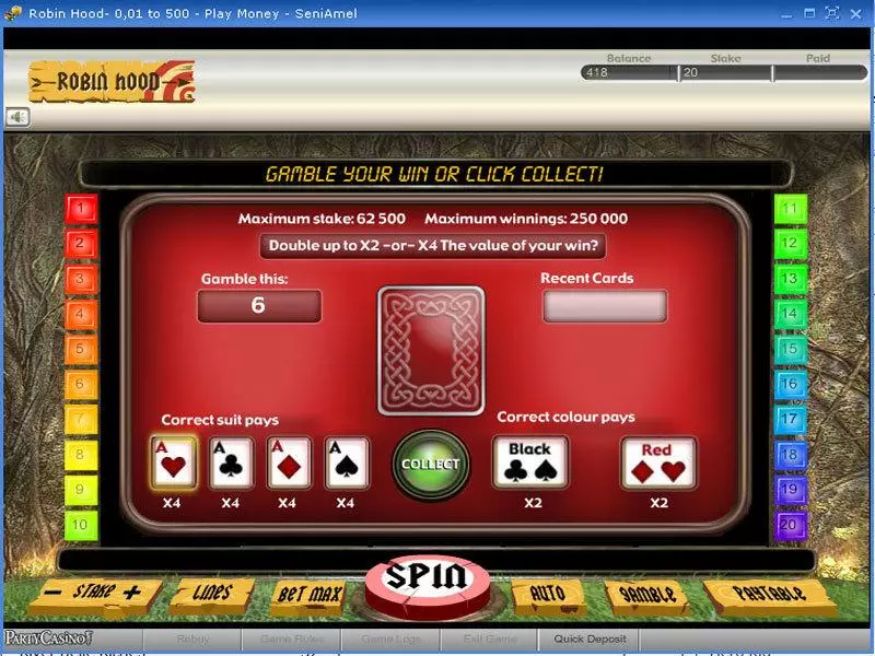 Robin Hood  Real Money Slot made by bwin.party - Gamble Screen