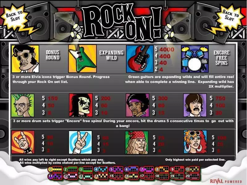 Rock On  Real Money Slot made by Rival - Info and Rules