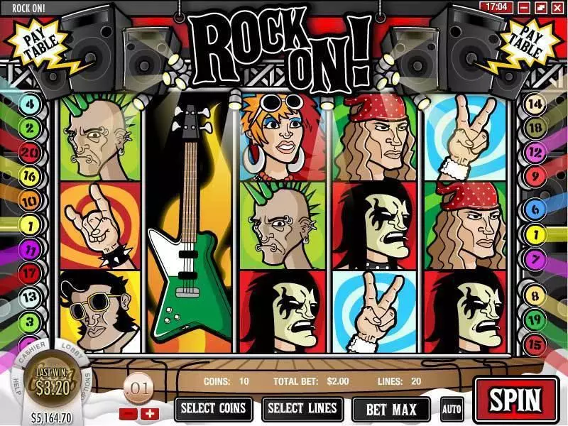 Rock On  Real Money Slot made by Rival - Main Screen Reels