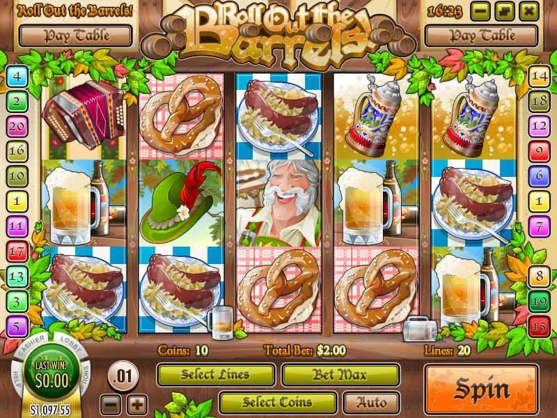 Roll Out the Barrels  Real Money Slot made by Rival - Main Screen Reels
