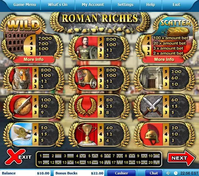Roman Riches  Real Money Slot made by Leap Frog - Info and Rules