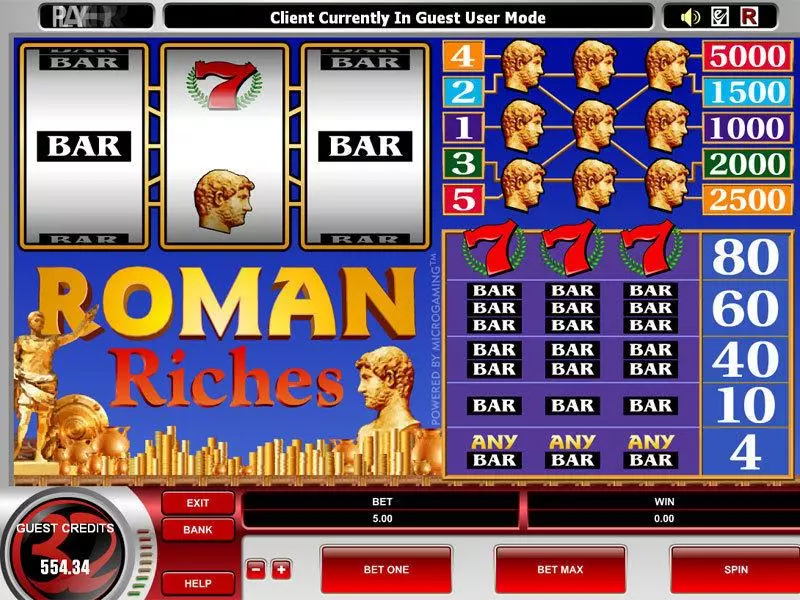 Roman Riches  Real Money Slot made by Microgaming - Main Screen Reels