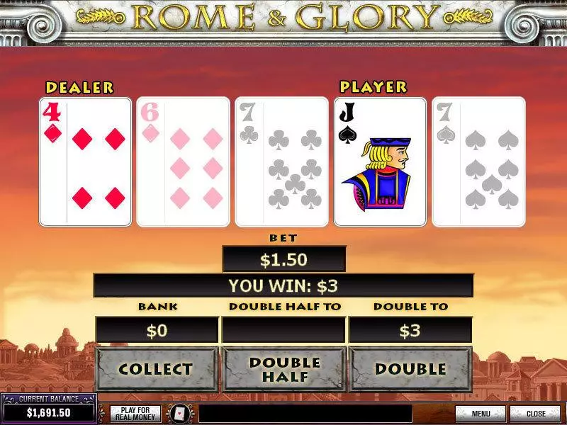 Rome and Glory  Real Money Slot made by PlayTech - Gamble Screen