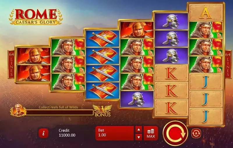 Rome Caesar's Glory  Real Money Slot made by Playson - Main Screen Reels