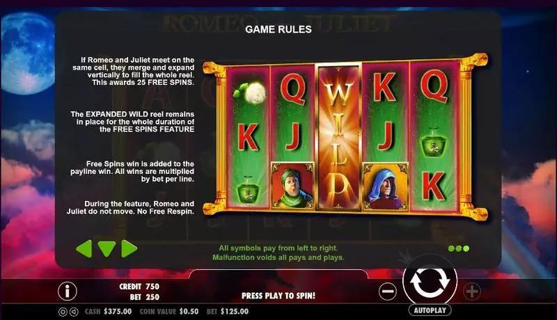 Romeo and Juliet  Real Money Slot made by Pragmatic Play - Info and Rules