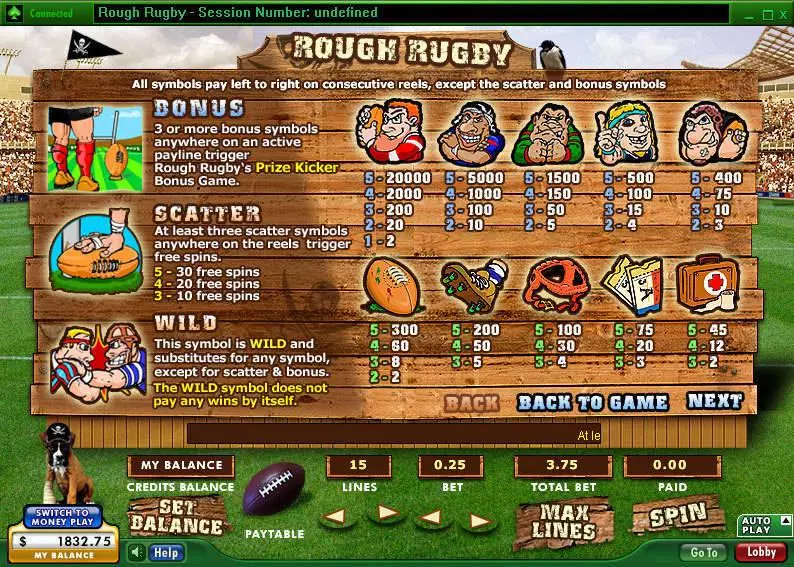 Rough Rugby  Real Money Slot made by 888 - Info and Rules