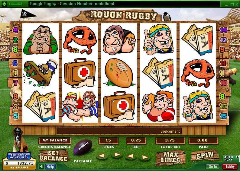 Rough Rugby  Real Money Slot made by 888 - Main Screen Reels