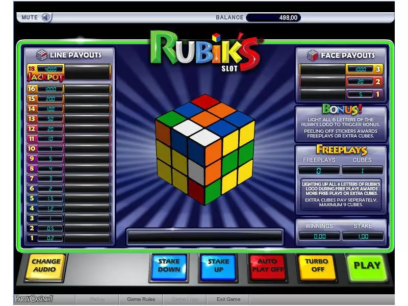 Rubiks  Real Money Slot made by bwin.party - Main Screen Reels
