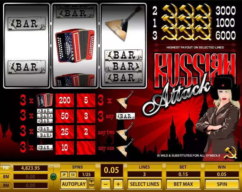 Russian Attack  Real Money Slot made by Topgame - Main Screen Reels