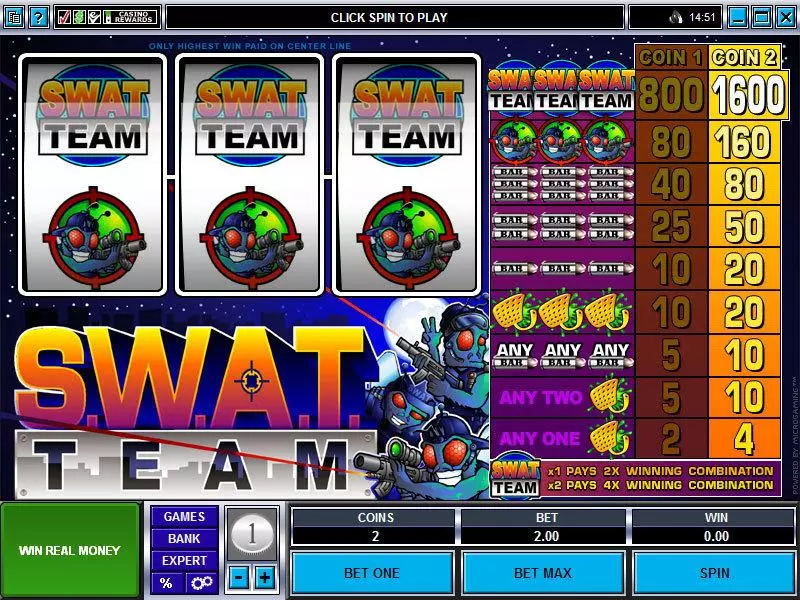 S.W.A.T. Team  Real Money Slot made by Microgaming - Main Screen Reels