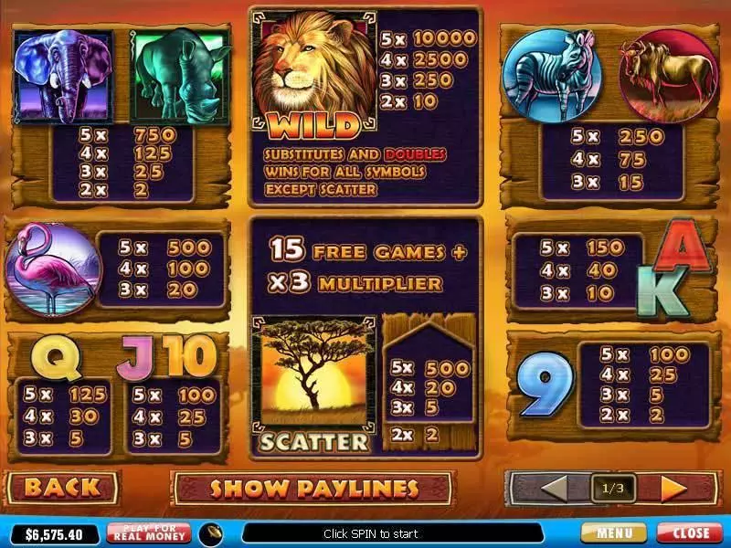 Safari Heat  Real Money Slot made by PlayTech - Info and Rules