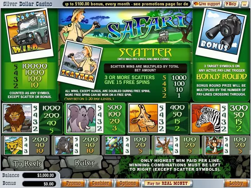 Safari  Real Money Slot made by WGS Technology - Info and Rules