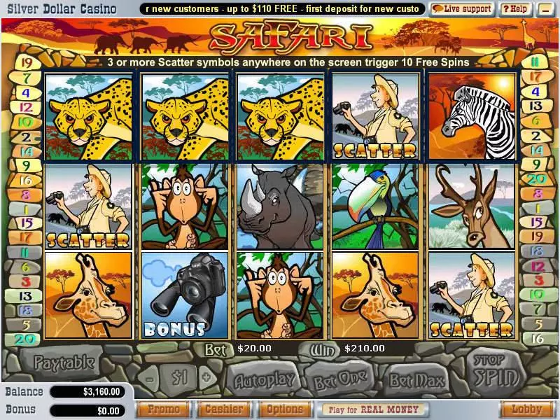 Safari  Real Money Slot made by WGS Technology - Main Screen Reels