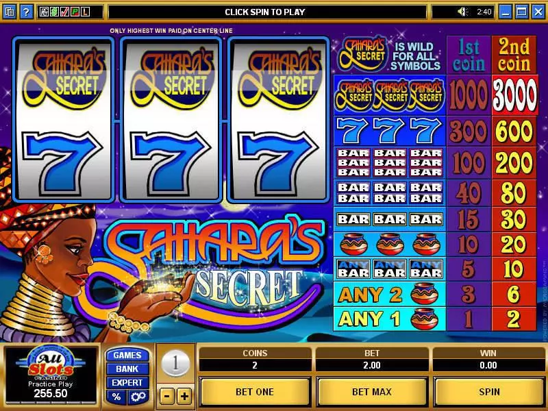 Sahara's Secret  Real Money Slot made by Microgaming - Main Screen Reels