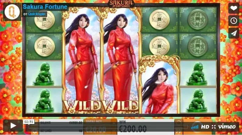 Sakura Fortune  Real Money Slot made by Quickspin - Main Screen Reels