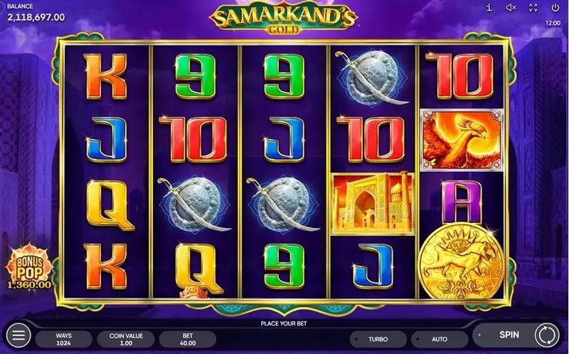Samarkand's Gold  Real Money Slot made by Endorphina - Main Screen Reels