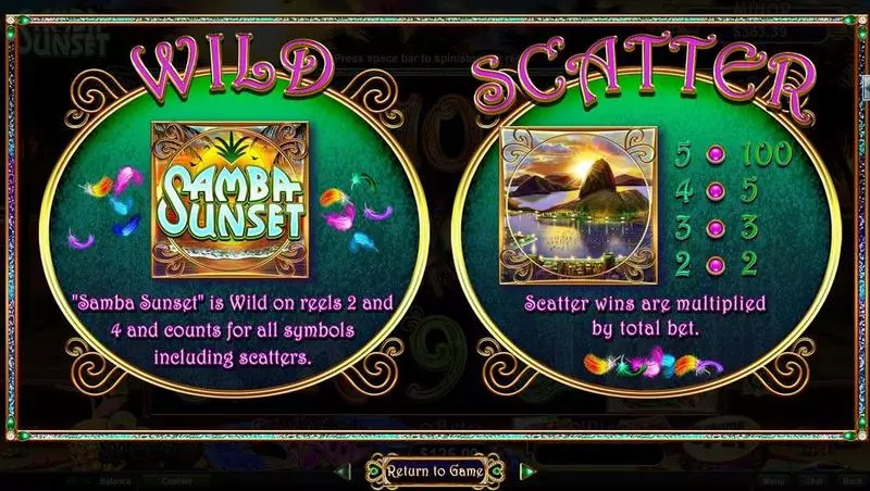 Samba Sunset  Real Money Slot made by RTG - Info and Rules