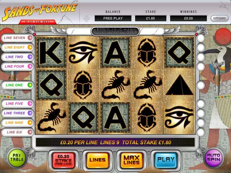 Sands Of Fortune  Real Money Slot made by OpenBet - Main Screen Reels