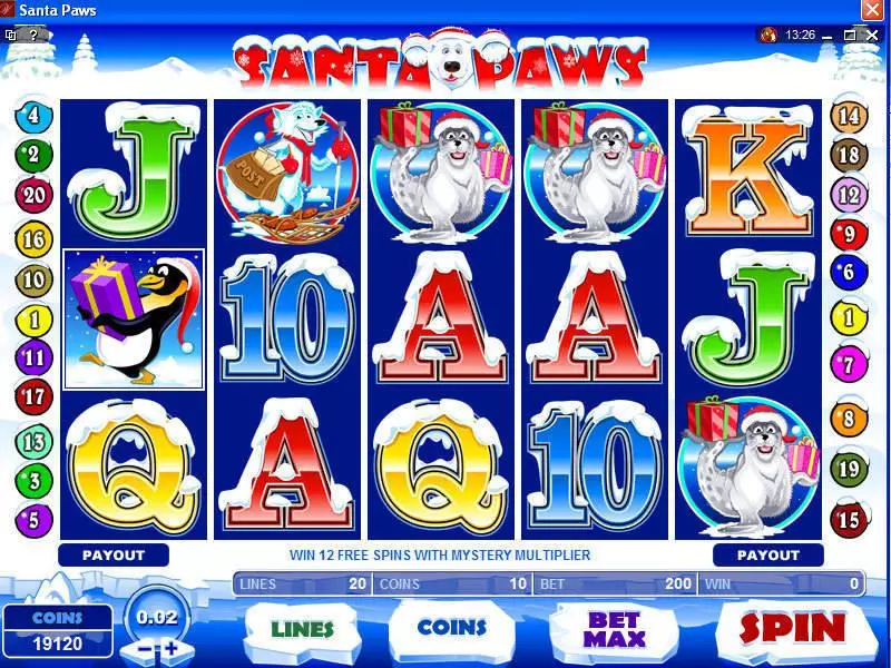 Santa Paws  Real Money Slot made by Microgaming - Main Screen Reels