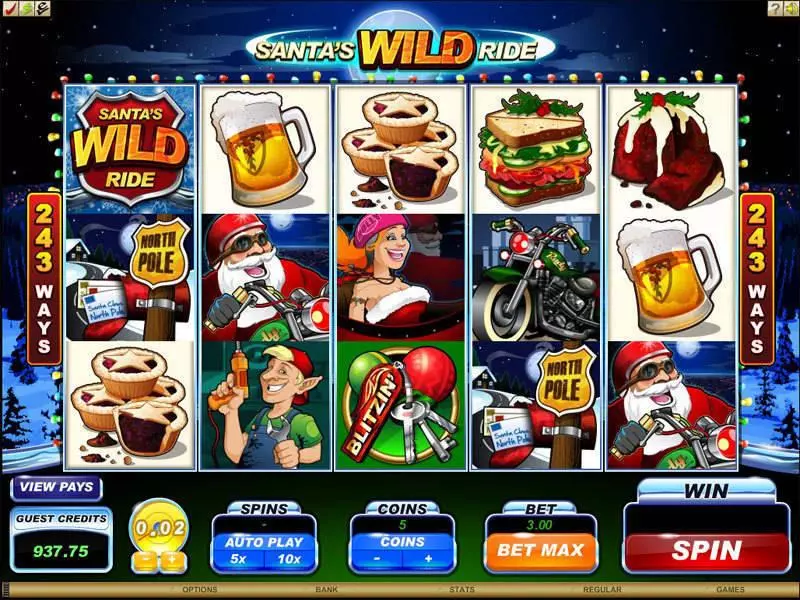 Santa's Wild Ride  Real Money Slot made by Microgaming - Main Screen Reels