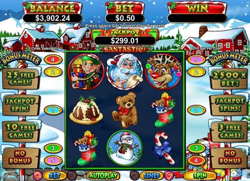 Santastic!  Real Money Slot made by RTG - Main Screen Reels