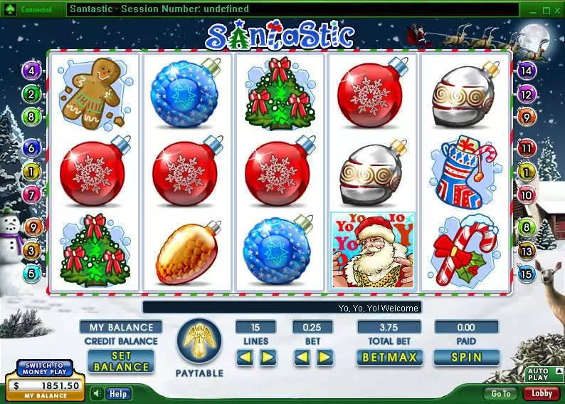 SantaStic  Real Money Slot made by 888 - Main Screen Reels