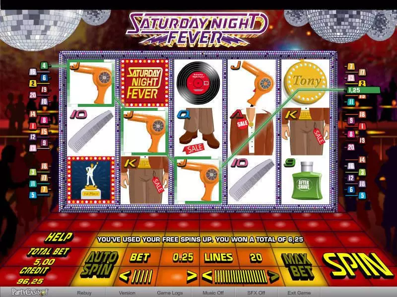 Saturday Night Fever  Real Money Slot made by bwin.party - Main Screen Reels
