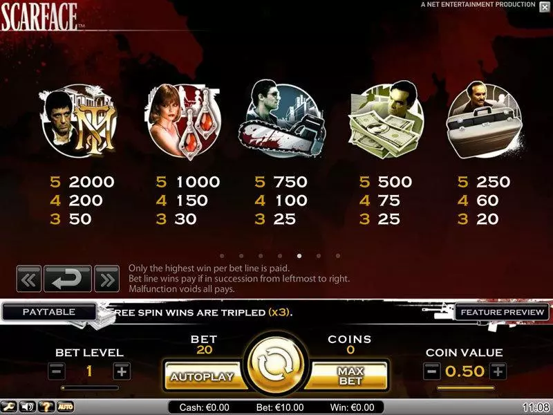 Scarface  Real Money Slot made by NetEnt - Info and Rules