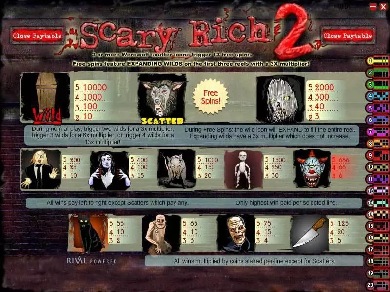 Scary Rich 2  Real Money Slot made by Rival - Info and Rules