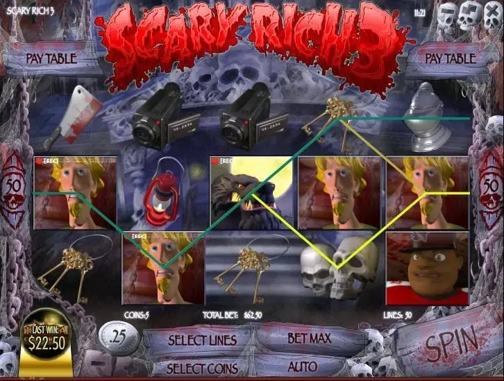 Scary Rich 3  Real Money Slot made by Rival - Main Screen Reels
