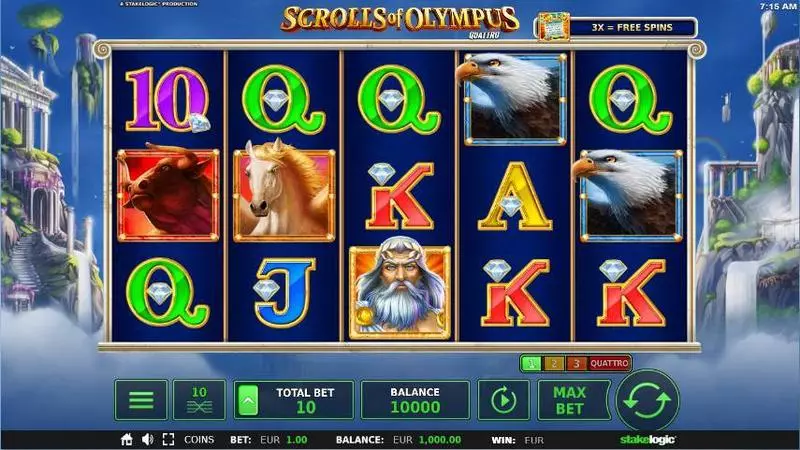 Scrolls of Olympus  Real Money Slot made by StakeLogic - Main Screen Reels