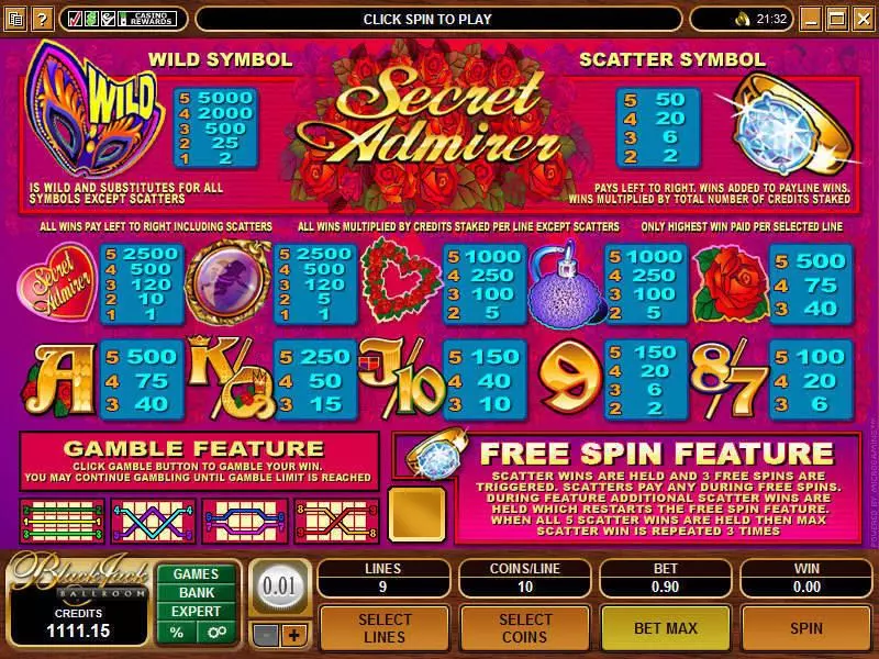 Secret Admirer  Real Money Slot made by Microgaming - Info and Rules