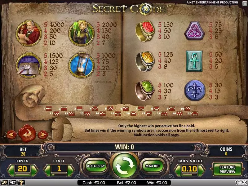 Secret Code  Real Money Slot made by NetEnt - Info and Rules