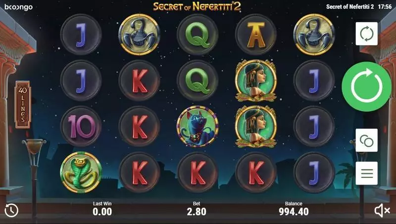 Secret of Nefertiti 2  Real Money Slot made by Booongo - Main Screen Reels