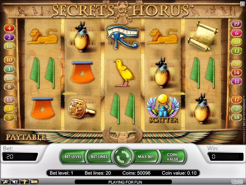 Secrets of Horus  Real Money Slot made by NetEnt - Main Screen Reels