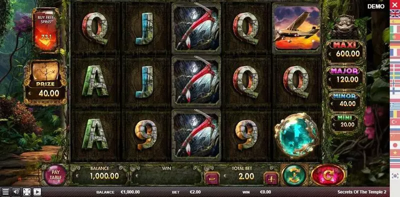 SECRETS OF THE TEMPLE 2  Real Money Slot made by Red Rake Gaming - Main Screen Reels