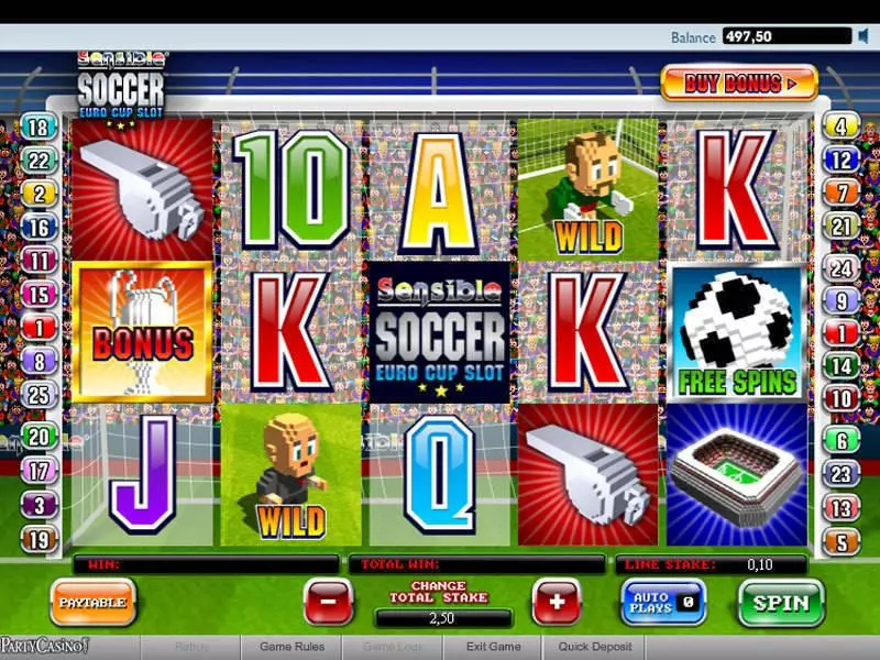 Sensible Soccer  Real Money Slot made by bwin.party - Main Screen Reels