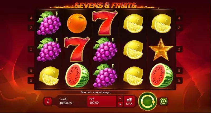 Sevens & Fruits  Real Money Slot made by Playson - Main Screen Reels