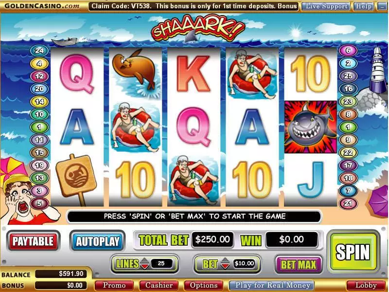 Shaaark  Real Money Slot made by WGS Technology - Main Screen Reels